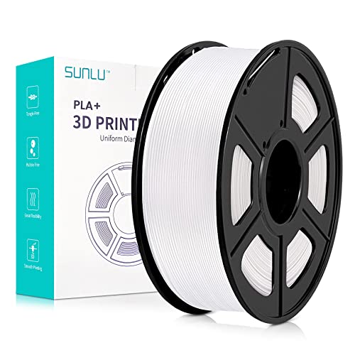 SUNLU Filamento PLA+ 1.75mm 1KG, Neatly Wound, Filamento per Stampante 3D PLA Plus, Filamento PLA Plus Resistente, Precisione Dimensionale +/- 0.02mm, Bobina da 1kg (2.2 Libbre) Bianco