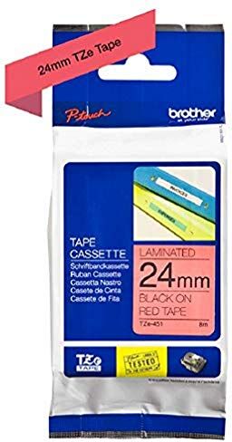 Brother Nastro Laminato, 24 mm, Nero/Rosso