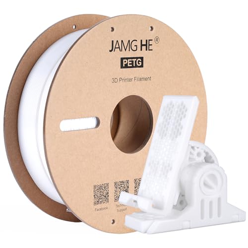 JAMG HE PETG Filamento per stampanti 3D,  1,75 mm, 1 kg, Precision +/- 0,02 mm, filamento PETG Spool per ricarica di stampa 3D (1 kg, bianco)