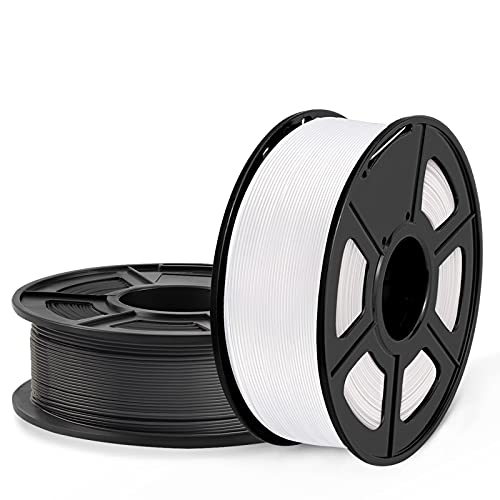 SUNLU Filamento Meta PLA 1,75 mm, Alta Tenacità, Migliore Liquidità Filamento PLA per Una Stampa 3D Più Veloce, Precisione Dimensionale +/- 0,02 mm, 2KG Nero+Bianco