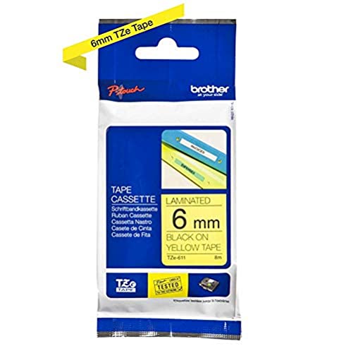 Brother Nero su giallo Rotolo (0,6 cm) 1 cassetta(e) nastro laminato PT-D210, D600, H110, P-Touch PT-1005, 1880, P-Touch Cube Pro PT-P910