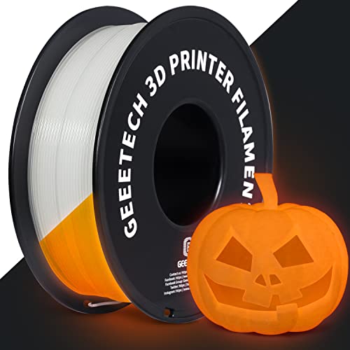 GEEETECH Filamento PLA 1,75 mm  PLA Glow In The Dark Rosso-arancio 1kg Spool,Filamento Stampante 3D Rosso-arancio,PLA Fluorescente………