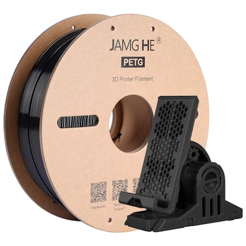 JAMG HE PETG Filamento per stampanti 3D,  1,75 mm, 1 kg, Precision +/- 0,02 mm, filamento PETG Spool per ricarica di stampa 3D (1 kg, nero)