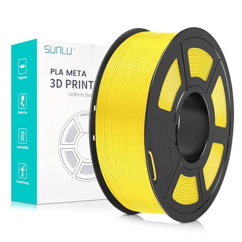 SUNLU Meta PLA Filamento 1.75mm, Neatly Wound PLA Meta Filamento, Durezza, Migliore Liquidità, Stampa Veloce per Stampante 3D, Precisione Dimensionale +/- 0.02 mm, 1KG (2.2lbs), Giallo