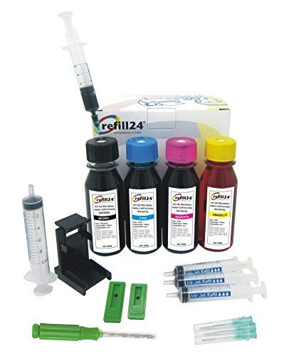 refill24 Kit di ricarica compatibile per cartucce d’inchiostro Canon 540, 541, 540 XL, 541 XL, nero e a colori, completo di clip ed accessori, 400 ml di inchiostro