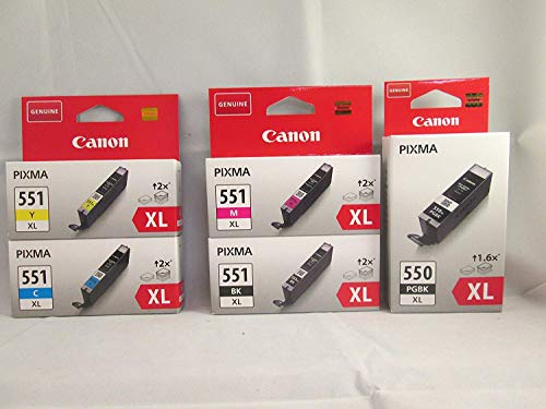 Canon Pg550 Cartucce ad Alta Capacità Cl551Xl, Multicolore, Pacchetto di 5, 5 Pezzi