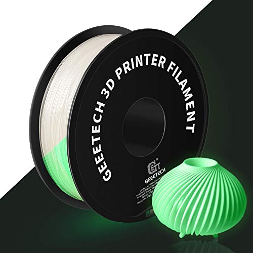 GEEETECH Filamento PLA 1.75 mm,  PLA Glow In The Dark Green 1kg Spool, Filamento Stampante 3D Grigio Bianco, PLA Fluorescente