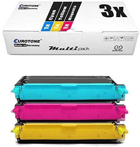 3x Eurotone Toner per Epson Aculaser C 3800 wie C13S051124 C13S051126 Colore