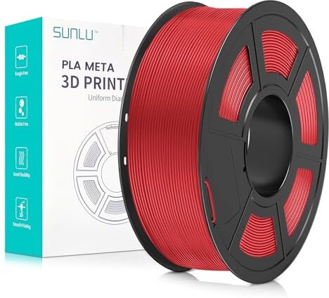 SUNLU Meta PLA Filamento 1.75mm, Neatly Wound PLA Meta Filamento, Durezza, Migliore Liquidità, Stampa Veloce per Stampante 3D, Precisione Dimensionale +/- 0.02 mm, 1KG (2.2lbs), Rosso