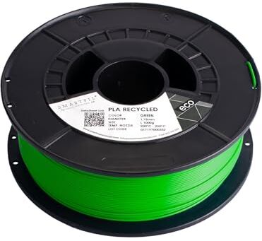 SMARTFIL PLA RECYCLED Filamento per stampa 3D   Realizzato con PLA riciclato  Peso 1000g   Diametro1.75mm