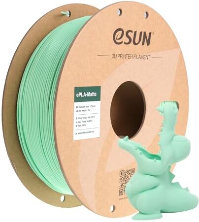 eSUN Filamento per Stampante 3D PLA Opaco Aggiornato, Filamento PLA Opaco da 1.75mm, Precisione Dimensionale +/- 0.02mm, Bobina da 1kg Filamento per Stampa 3D per Stampanti 3D, Verde Menta Opaco