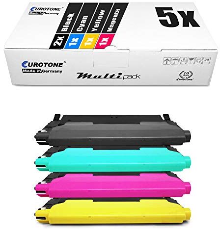 5x Eurotone Toner per Samsung CLX 3170 3175 FW FN N sostituisce CLT-P4092C Set Blu Rosso Giallo