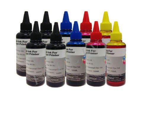 INK BELLIVE KIT Ricarica Cartucce 10 Flaconi 100ml inchiostro colori universale per Brother, Canon, Epson, HP, LEXMARK, XEROX, DELL.
