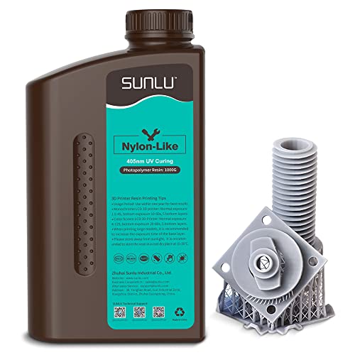 SUNLU Resina Nylon-Like per Stampanti 3D 1KG, Resina ad Alta Resistenza per la Stampa 3D LCD/DLP/SLA, Ultra Durevole & Alta Precisione, Resina PA-Like Grigio 1000g