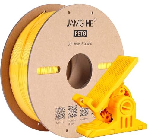 JAMG HE PETG Filamento per stampanti 3D,  1,75 mm, 1 kg, Precision +/- 0,02 mm, filamento PETG Spool per ricarica di stampa 3D (1 kg, giallo)