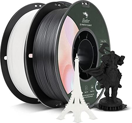 Creality Filamento in PLA 3D  1,75 mm Bobina da 2 kg per stampante 3D Precisione dimensionale +/- 0,02 mm, Filamento di stampa 3D per stampanti 3D Bianco e nero