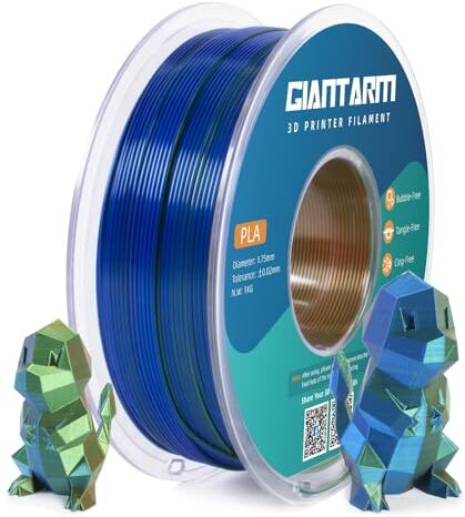 GIANTARM Tricolor Silk PLA Filament 1.75mm, 3D Drucker PLA SILK Filament 1KG/Spule, Silk Orange Blau Grün