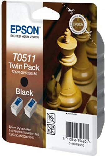 Epson Stylus Color 740 I (T0511 / C 13 T 05114210) original 2 x Ink cartridge black 2.000 Pages 24ml