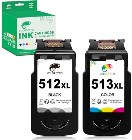 COLORETTO 512 XL 513 XL 510 XL 511 XL Compatibile con IP2700 MP230 MX350 MP240 MP270 MX410 MP260 MX340 MX330 MX420 Cartucce d'inchiostro per Canon PG-512XL PG-510XL CL-513XL CL-511XL Nero e colore