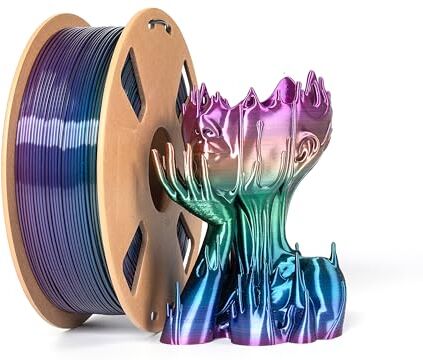 XVICO Filamento PLA Silk Rainbow 1,75 mm Filamento per stampante 3D con cambio colore Multi colori Blu Tipo 1,75 mm 1 kg 2,2 libbre Bobina multicolore a cambio graduale, precisione dimensionale +/- 0,03 mm