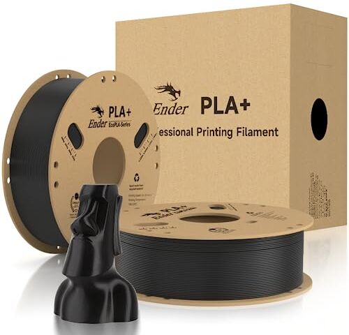 Creality Filamento ufficiale  PLA+, 1,75 mm PLA Plus PLA Pro per stampante 3D, più resistente, stampa liscia, precisione dimensionale +/- 0,02 mm, bobina di cartone da 1 kg (2 kg, nero + nero)