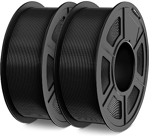 SUNLU Filamento PLA 1,75 mm, Avvolto in Modo Ordinato Filamento Stampante 3D PLA,Precisione dimensionale +/- 0,02 mm,Filamento 3D da 1 KG,2 Pack,per Maggior Parte delle Stampanti 3D, Nero+Nero