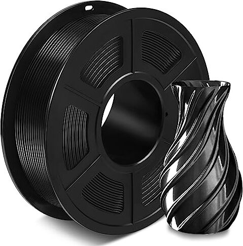 SUNLU Filamento Silk PLA+ 1.75mm, Filamento stampante 3D Lucido, Filamento PLA Plus con Superficie di Stampa Lucida, Precisione Dimensionale +/- 0.02 mm, 1KG Nero Seta