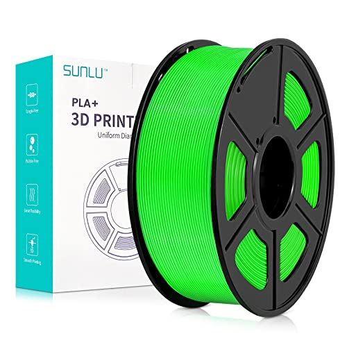 SUNLU Filamento PLA+ 1.75mm 1KG, Neatly Wound, Filamento per Stampante 3D PLA Plus, Filamento PLA Plus Resistente, Precisione Dimensionale +/- 0.02mm, Bobina da 1kg (2.2 Libbre) Verde