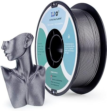 ZIRO Filamento PLA 1,75 mm Filamento stampante 3D PLA glitterato 1,75 mm serie diamante 1 kg, Diamante grigio argento