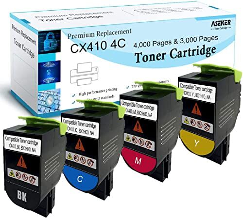 ASEKER Compatibile Cartuccia di toner per Lexmark CX410de CX410dte CX410e CX510de CX510dthe CX510dhe Stampanti Rese Elevate 4000 & 3000 Pagine 80C2HK0 80C2HC0 80C2HM0 80C2HY0 (BK/C/M/Y)