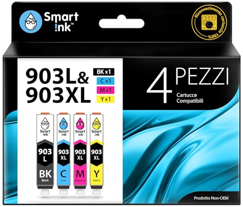 Smart Ink Cartucce Compatibili per HP 903 XL 903XL (BK L & /C/M/Y 4 Combo Pack) con tecnologia chip avanzata per la Ricarica delleOfficeJet 6950 OfficeJet Pro 6960 6970