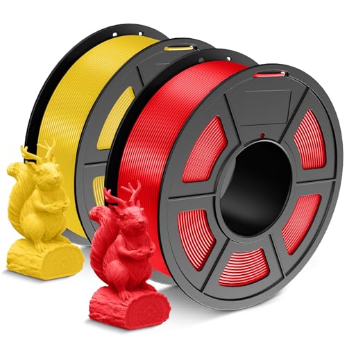 SUNLU Filamento PLA 1,75 mm, Avvolto in Modo Ordinato Filamento Stampante 3D PLA,Precisione dimensionale +/- 0,02 mm,Filamento 3D da 1 KG,2 Pack,per Maggior Parte delle Stampanti 3D, Rosso+Giallo