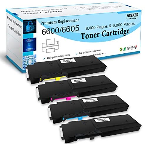 ASEKER Compatibile Cartuccia di Toner per Xerox Phaser 6600 6600n 6600dn 6600ydn WorkCentre 6605 6605n 6605dn Stampanti 8000 & 6000 Pagine 106R02232 106R02229 106R02230 106R02231 (BK/C/M/Y)