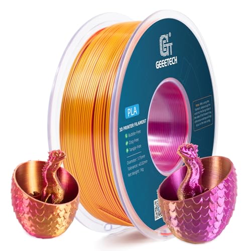 GEEETECH Filamento in PLA Tricolor Silk 1,75 mm per stampante 3D Filamento 1 kg/bobina, seta rossa oro viola