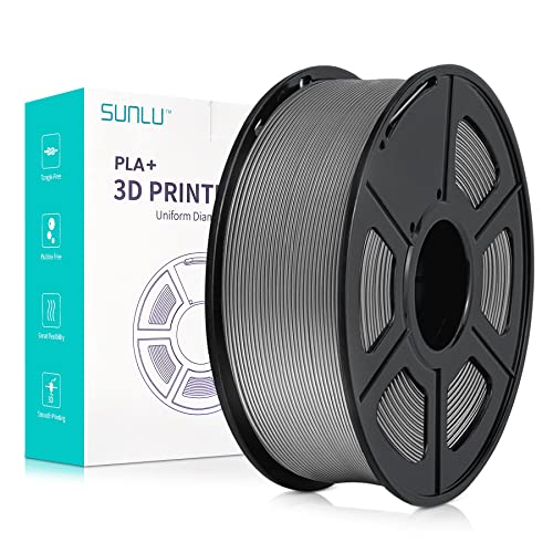 SUNLU Filamento PLA+ 1.75mm 1KG, Neatly Wound, Filamento per Stampante 3D PLA Plus, Filamento PLA Plus Resistente, Precisione Dimensionale +/- 0.02mm, Bobina da 1kg (2.2 Libbre) Grigio