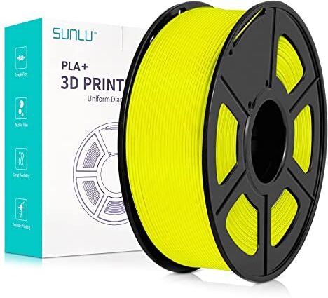 SUNLU Filamento PLA+ 1.75mm 1KG, Neatly Wound, Filamento per Stampante 3D PLA Plus, Filamento PLA Plus Resistente, Precisione Dimensionale +/- 0.02mm, Bobina da 1kg (2.2 Libbre) Giallo