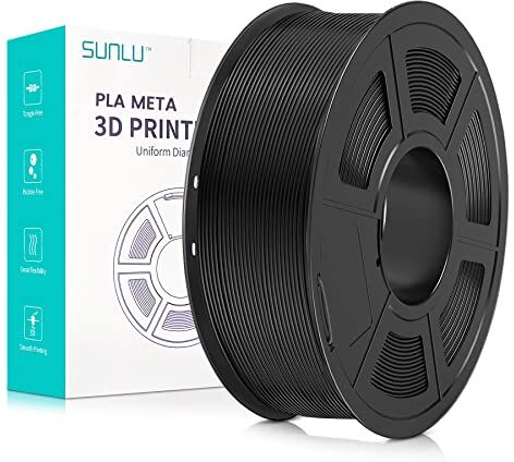 SUNLU Meta PLA Filamento 1.75mm, Neatly Wound PLA Meta Filamento, Durezza, Migliore Liquidità, Stampa Veloce per Stampante 3D, Precisione Dimensionale +/- 0.02 mm, 1KG (2.2lbs), Nero