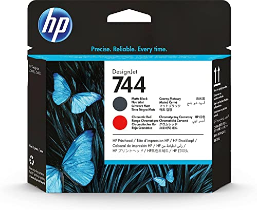 HP 744 , Testina di Stampa Originale , Compatibile con le Stampanti  DesignJet Z2600 e Z5600, Nero Fotografico e Rosso Cromatico