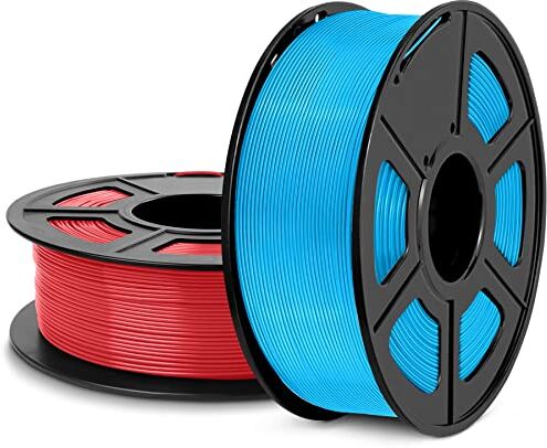 SUNLU Filamento Meta PLA 1.75 mm, Alta Tenacità, Migliore Liquidità Filamento PLA per Una Stampa 3D Più Veloce, Precisione Dimensionale +/- 0,02 mm, 2KG Rosso+blu