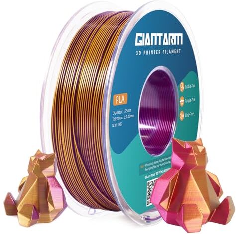 GIANTARM Tricolor Silk PLA Filament 1.75mm, 3D Drucker PLA SILK Filament 1KG/Spule, Silk Rot Gold Lila