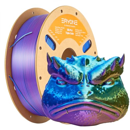 ERYONE Filamento PLA in seta tricolore  1,75 mm, filamento per stampante 3D PLA +/-0,03 mm 1 kg/bobina, seta oro blu viola