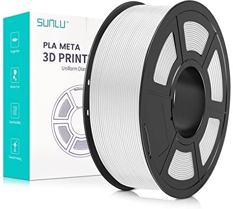 SUNLU Meta PLA Filamento 1.75mm, Neatly Wound PLA Meta Filamento, Durezza, Migliore Liquidità, Stampa Veloce per Stampante 3D, Precisione Dimensionale +/- 0.02 mm, 1KG (2.2lbs), Bianco