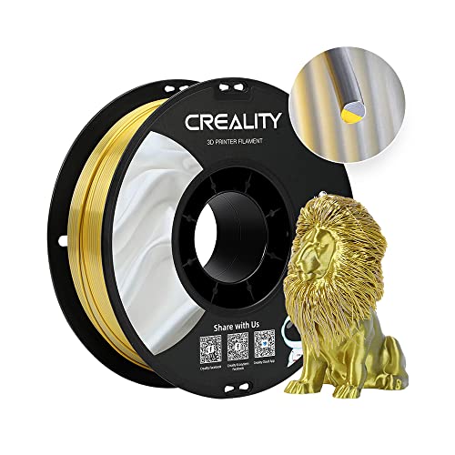 Creality PLA Filamento a Stampante 3D Printer Silk Shiny PLA Filament 1.75mm +/-0.02mm, 3D Printing Filament 1KG/2.2lb(CR-Silk-Oro Argento)