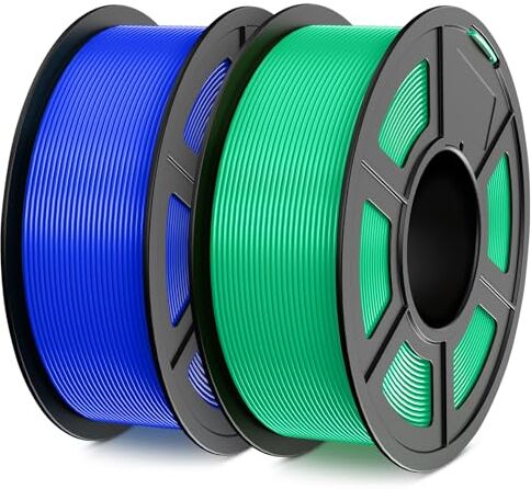 SUNLU Filamento PLA 1,75 mm, Avvolto in Modo Ordinato Filamento Stampante 3D PLA,Precisione dimensionale +/- 0,02 mm,Filamento 3D da 1 KG,2 Pack,per Maggior Parte delle Stampanti 3D,Blu+Verde