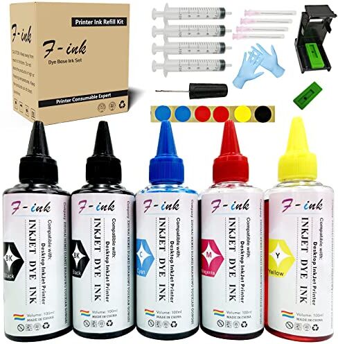 F-INK Bottiglie 5 x 100 ml Kit di Ricarica Inchiostro e Inchiostro Compatibile con Cartucce d'inchiostro Canon 575XL 576XL 545XL 546XL 575 576 545 546 512 513 PG-545 CL-546 PG-575 CL-576