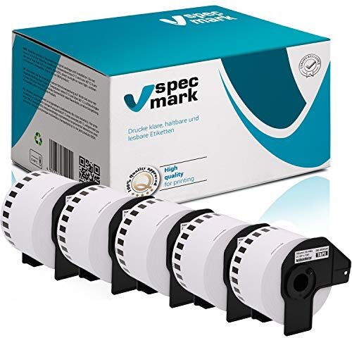 specmark 5 rotoli di etichette singole compatibili con Brother DK-N55224 54mm x 30,48m per tutte le stampanti di etichette QL QL-570 QL-700 QL-800