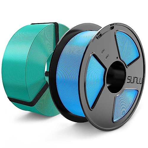 SUNLU Meta PLA Filamento 1.75mm, MasterSpool Filamento PLA Meta per Stampante 3D, Bobina Riutilizzabile Ecologica, Stampa Veloce, Precisione Diametro +/- 0,02 mm, 1kg Bobina, Totale 2kg, Blu+Verde