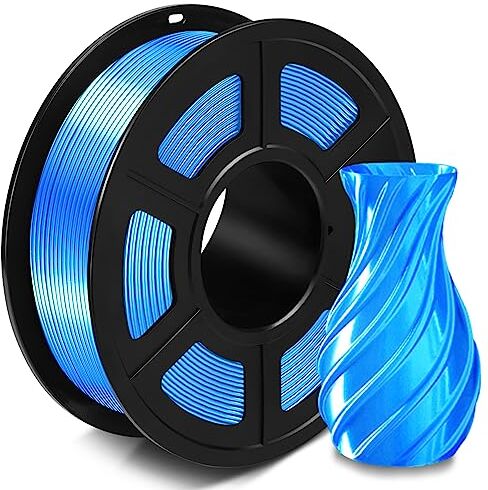 SUNLU Filamento Silk PLA+ 1.75mm, Filamento stampante 3D Lucido, Filamento PLA Plus con Superficie di Stampa Lucida, Precisione Dimensionale +/- 0.02 mm, 1KG Blu Seta