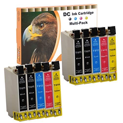 Starlet24 D&C Set di 10 cartucce d'inchiostro compatibili (B/C/M/Y) con stampanti Epson T611-614, Epson D68, D68PE, D88, D88 Plus, D88PE, DX-3800, DX-3850, DX-4200, DX-4250, DX-4800, DX-4850 con chip