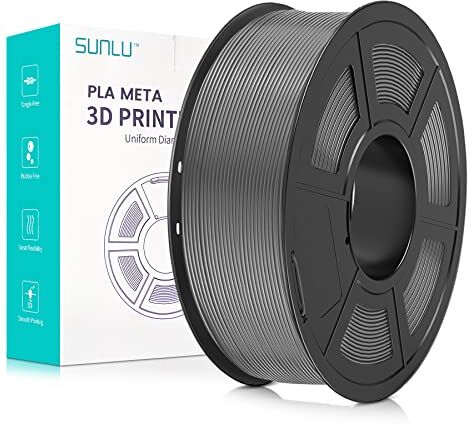 SUNLU Meta PLA Filamento 1.75mm, Neatly Wound PLA Meta Filamento, Durezza, Migliore Liquidità, Stampa Veloce per Stampante 3D, Precisione Dimensionale +/- 0.02 mm, 1KG (2.2lbs), Grigio